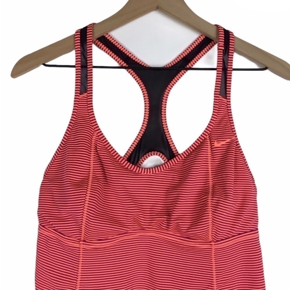 NIKE Top Racerback Sports Bra Stripe Mesh Keyhole Athletic Sportswear Size Large - Picture 2 of 14